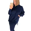 MVGIRLRU Женщины Осень вязаные Двухсеснабные набор Средние выровняющие сплит карманы Свитер + брюки костюмы T200702