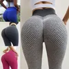 Kiwi rata dames ruches kont tillen hoge taille yoga broek buikregeling rekbare training leggings getextureerde buit panty's x1227