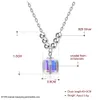 ZEMIOR 925 Sterling Silver Necklaces For Women Simple Clear Geometry Square Austria Crystal Pendant Fine Jewelry Accessories Q0531