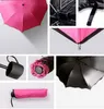 3 vikande färgbyte paraplyaterburen blommande tjej prinsessan parasol paraply sol regn bärbar vikbar paraply gåva 201116
