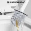 Mini Toalettborste Flexibla skål Borstar Rengöringshuvud med silikonborst Väggmonterad hållare för badrumsrengöringstillbehör