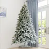 US STOCK Home Decoration Festive Party Artificial Christmas Tree Flocked Pine Needle Tree with Cones Red Berries 7.5 ft Foldable Stand