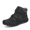 Winter Kinder Jungen Outdoor Leder Schnee Kinder Knöchel Warme Plüsch Pelz Stiefel Mädchen Mode Flache Schuhe LJ201029