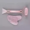 Rodillo facial de cuarzo rosa Natural con cepillo para máscara, juego de Guasha, masaje para el cuello, belleza, salud, antiarrugas, celulitis, herramienta de desintoxicación de la piel