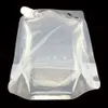 18 * 26cm 1000ml 20pcs / lot gelé flytande klar plast dopack väska juice dricka stå upp transparent pe spout lagringspaket påse 201022