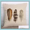 Cushion/Decorative Pillow Home Textiles & Garden Feather Throw Ers Cotton Linen Cases Cushion Outdoors 18X18 Inches Drop Delivery 2021 Jret7