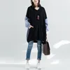 Johnature Spring Plus Stripe Splicing Cooled Coolar Coolies Casual Korean Women Older Pulver Long Sweatershirts 201203