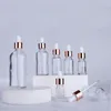 Ögondroppflaska frostat glasflaskor 30ml med silverkapslar tomma tinkturflaskor för eteriska oljor