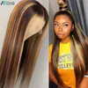 Blonde Lace Front Wigs Highlight Brown Lace Front Human Hair Wigs Brazilian Bone Straight Human Hair Wig Ombre Wig97790809622965