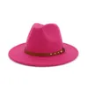 Zima Zima Retro Panama Kapelusz z klamrą pasem Kobiety Mężczyźni Płaskie Szerokie Brim Fedora Cap Wełna Feld Jazz Formalna Party Trilby Sombrero