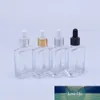 100 pcs 50ml de alta qualidade Limpar garrafa de vidro quadrado quadrado para óleo essencial, frascos de garrafa de embalagem cosméticos