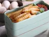 小麦ストローランチボックス健康材料3層ベントボックス電子レンジ食器食品保管コンテナ900ml lyx163
