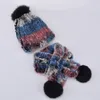 Chapeau de fourrure de lapin Rex véritable bébé avec écharpe casquette d'hiver chaude pour enfants bonnets tricotés chapeaux avec fourrure Pom Poms Y201024