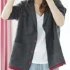 새로운 캐주얼 니트 블레이저 Mujer 스프링 겉옷 여성 정장 자켓 느슨한 대형 사이즈 숙녀 단일 가슴 짧은 코트 F726 201114