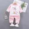 Winter pyjama voor jongens baby meisje kleding pak kinderen mode cartoon dikke t-shirt broek 2pcs / sets baby kinderen nachtkleding 211224