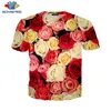 Fleur Rose t-shirt été hommes femmes jacinthe sweat impression 3D à manches courtes Hip Hop haut O cou pull C047-2