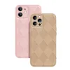 Vintage Lattice Grid Pattern Leather Cases Soft Silicone Frame Texture Shockproof Full Camera Protection Cover For iPhone 13 Mini 12 11 Pro Max XR X XS 6 7 8 Plus SE2