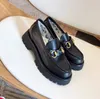 Lüks Tasarımcı Kalın Dipli Elbise Ayakkabı Deri Spor Ayakkabıları Kadınların Üst Düzey Rahat Siyah Yuvarlak Kafa Patent Buzağı 4.5cm Lefu Ayakkabı
