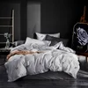 100% cotone Twin Queen King size Set biancheria da letto singola matrimoniale Nero Grigio Lenzuola Copripiumino Lenzuolo con angoli Set letto ropa de cama T200706