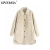 KPytomoa mulheres moda de inverno espesso quente lã asmetria jaqueta casaco vintage bolsos de manga comprida feminino outerwear chique tops 201112