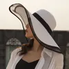 HT2504 Sun Hat Summer anty-UV Lady Wide Brim Hat Women Solid Plain Floppy Summer Straw Hats for Women Fear Mesh Brim Hat Y200602