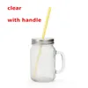 14oz Sublimacja Handgrip Mason Jar Wyczyść Okulary Wino Frosted Wino z uchwytem 400ml Transferowy Woda Pitne DIY Puste kubki drogą AIR A12