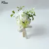 メルデル人工バラの花の花groom boutonniere花嫁リストコサージガールブレスレットメンコサージウェディングフラワーパーティー装飾1916646