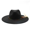 Lã feminina quente raso topo fedora moda tendência unissex bonés cor sólida tamanho grande jazz chapéus masculino clássico osso chapéu-coco 1668
