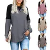 Winter Autumn Patchwork Solid Color Casual Top's Fashion Loose Plus Size Young Tunic T Shirt Long Sleeved O Neck Pullover 220217
