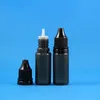 100 Sets/Lot 10ml Plastic Dropper BLACK Bottles With Tamper Proof Evident Caps & Long Thin Nozzles Light Protection LDPE Eye Drop Paint Vapor Liquid 10 mL