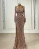 Arabski Aso Ebi Koronki Luksusowy wieczór Deep Vneck Sukienki balowe syrena formalna impreza druga suknie przyjęte ZJ266