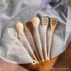 Japan Style Wood Roerbar Lepel met Lange Handvat voor Mengen Koffie Honing Jam Sticks Servies Accessoires Groothandel LX0119