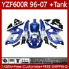 Body + Tank Voor YAMAHA Thundercat YZF600R YZF 600R 600 R 96-07 Carrosserie 86No.88 YZF-600R 1996 1997 1998 1999 2000 2001 YZF600-R Wit blauw 96 02 03 04 05 06 07 Stroomlijnkappen