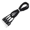 1,2m 3 i 1 Nylon flätad MULTI USB Snabb Laddkablar Micro USB-typ-C för Xiaomi Samsung Android Phone Charger Cord