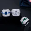 Tamaño 6-9 Anillos de joyería de diseñador de lujo AAA Cubic Zirconia Cobre Oro Plata Completo CZ Diamante Blanco Azul Verde Piedras preciosas para mujeres Fiesta Boda Anillo de diamantes Regalo