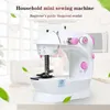 Portable Electric Sewing Machine Pink Mini Handheld Useful ABS Sewing Machine Small Single Needle Home Desktop Automatic1