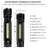 Lanterna de bateria embutida lanterna led USB recarregável T6 COB zoom zoom 5 modos Flash Light Light Magnetic Atração à prova d'água J220713