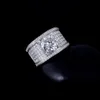 Transgems Luxury 14K 585 Centro de oro blanco 10 mm F Color VVS Moissanite Anillo de compromiso para hombres Alianza de boda con detalles Y200620