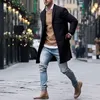 2020 Spring Mens Märke Fleece Blends Jacka Man Overcoat Casual Solid Slim Collar Coats Lång bomull Trench Coat Streetwear LJ201103