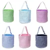 Easter Party Seersucker Egg Hunt Bunny Baskets for Kids Spring Reunion Activity Eggs Candy Gifts Stripe Storage Bag