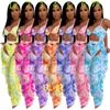 Femmes Tie Dye Impression Maillots De Bain Designer Bikini 2 Maillot De Bain Deux Pièces Sexy Mesh Bandage Soutien-Gorge À Volants Long Pantalon D'été Plus La Taille Maillots De Bain 2022 tendances