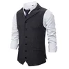 2021 Chic Grey Groom Coletes de lã Groomsmen Vest Slim Fit Mens Vestido Terno Vest Prom Jantar Partido Vestuário de Casamento Coleção Feito Custom