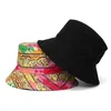 2021 Letni wiadro kapelusze Drukuj Składany Rybak Kapelusz Kobieta Soft Beach Sun Fisherman Cap Moda Moda Kobieta Panama Bucket Hat G220311