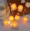Wiederaufladbare LED-elektrisches Kerzenlicht, flammenlos, blinkend, für Zuhause, Abendessen, Dekoration, Weihnachten, Hochzeit, Geburtstag, Party, Teelichter Y201020