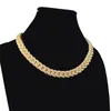 Unisex Fashion Men Women Jewelry 14mm 16-24inch Men Women Gold Plated Bling CZ Cubic Cuban Chain Necklaces Bracelet310h