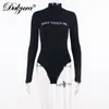 Dulzura 2019 otoño invierno mujer body body cuerpo reflectante algodón streetwear ropa carta impresión mameluco oficina T200116