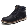 Vancat New Fashion Winter Mens Warm Plush Snow Waterproof Leather Ankle Outdoor Work Men Western Boots 201204