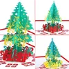 Julpapperspresent 3D stereohälsningskort Xmas Tree Födelsedagsvälsignelse Handgjorda Gott Nytt År Hälsar Business Välsignelsekort WDH0100