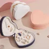 Portable travel jewelry storage box creative heart-shaped PU leather display stand necklace earrings ring box desktop ornaments