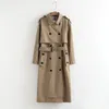 Höst Vinter Kvinnor Trench Coat Casual Solid Chic Double Breasted Overcoats Outwear Sashes Ladies Office Coat Women Long Trench 210416